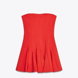 Godet Strapless Mini Dress